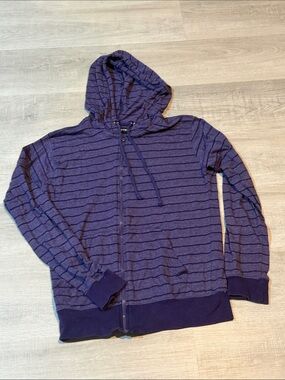 Men's Zip-Up Hoodie Sweater in Purple Stripe